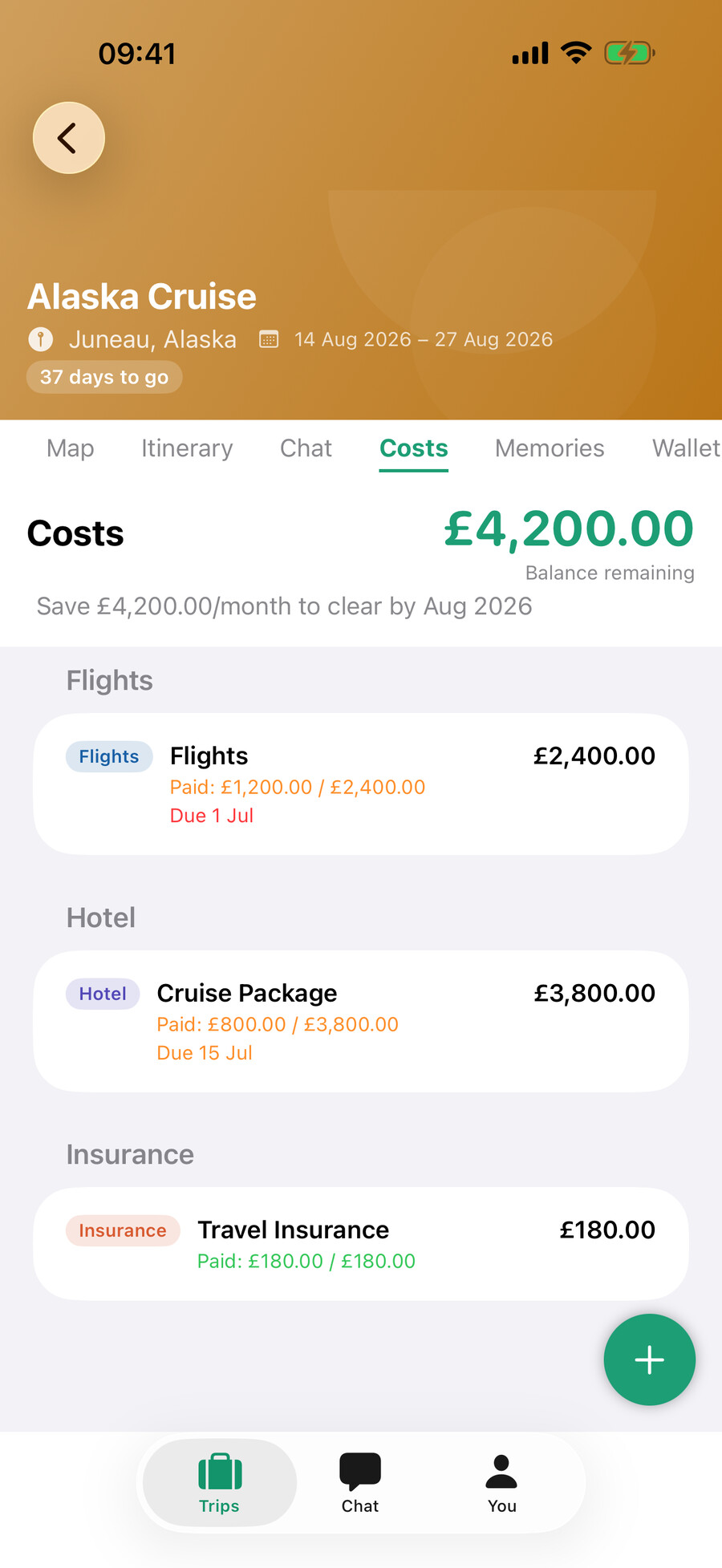 Family Trips shared cost tracker